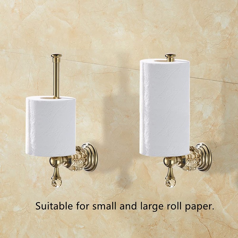 WOLIBEER Crystal Gold Toilet Paper Holder Hand Towel Ring Crystal