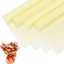M METERXITY 20 Sheets Flower Wrapping Paper Bouquet, 23 Inch Light Yellow BOPP Waterproof Floral Wrapping Paper Flower Packaging DIY for Wedding/Party/Birthday/Gift Bouquet Wrap Paper