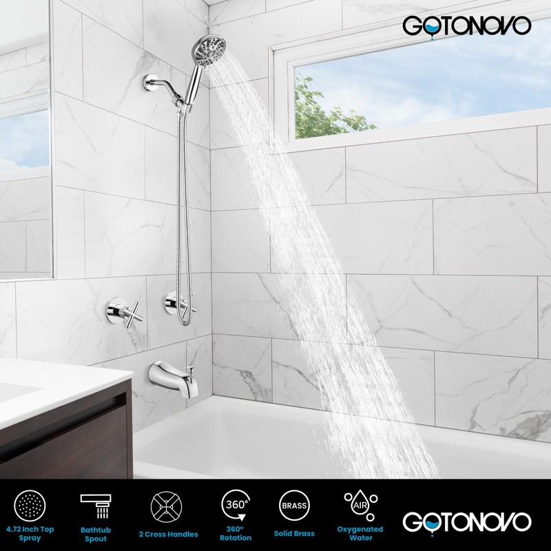 gotonovo 2 Handles Tub Shower Faucet Set,Bathtub Faucet Set with