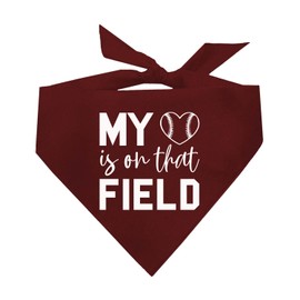 My Heart is On That Field Baseball Dog Bandana (1044 Dark Red, One Size)