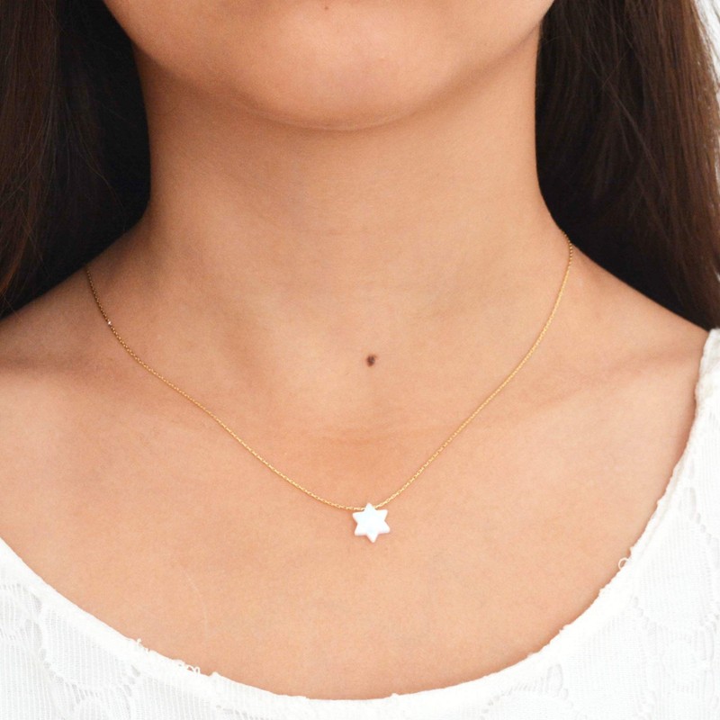 White Opal Star Necklace 14k Gold Filled Necklace Opal Star