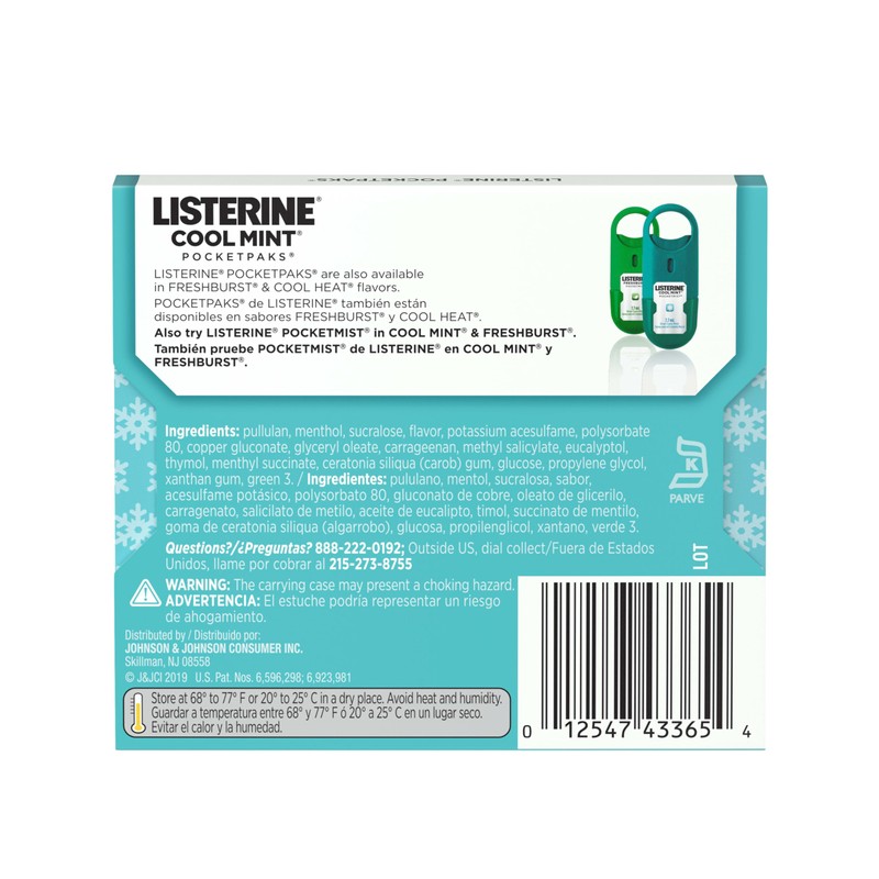 Listerine Cool Mint PocketPaks Portable Breath Strips for Bad Breath,