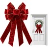 Vickasi Christmas Wreath Bows for Front Door, Glitter Red Velvet