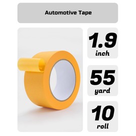 Lichamp 10 Bulk Pack 2 Inch Automotive Masking Tape Yellow Painters Tape, Cars Detailing Paper Masking Tape, Vehicles Auto Paint Tape, 1.9 inch x 55 Yard x 10 roll, 1020YN(Total 550 Yards)