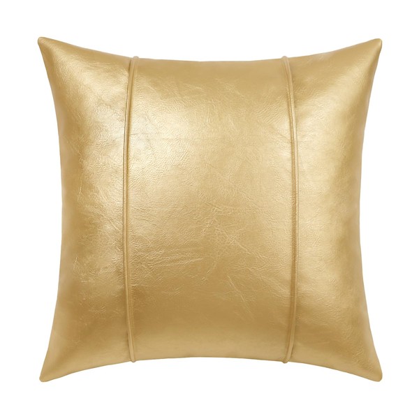 BRAWARM Gold Leather Throw Pillow Covers 20 X 20 Inches
