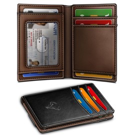 BULLIANT Magnetic Closure Slim Wallet-Genuine Leather Front Pocket Wallet for Men,RFID Blocking,Holds 12 Cards and Money Clip