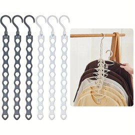 UGWKivd Saving Space Hanger, Vertical Hanger Hanging 60 Hangers, Anti-Sliding Water Droplet Holes, Strong Toughness and Load-Bearing Capacity, S-Shaped Hook for Any Wardrobe Pole. Mix 6pcs