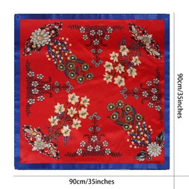 Molans 35” Satin Large Square Hair Scarves, 4pcs Silk Head Scarf Bandanas for Women,Silk Head Wraps for Sleeping(Small wild flowers)