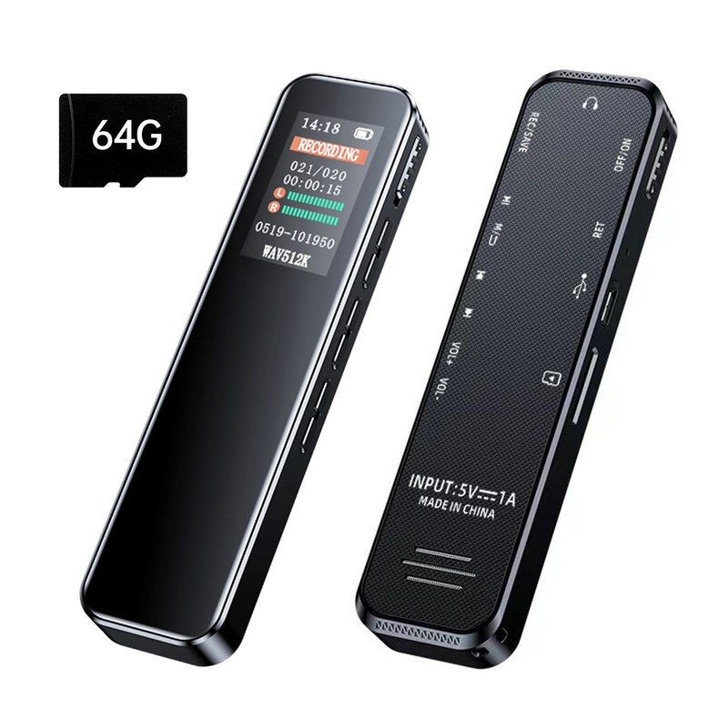 64GB Digital Voice Recorder Noise Reduction Record with Playback MP3