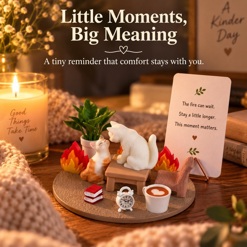 Sleepy Cat Desk Decor, Mini Cat Figurine, Encouragement Gift for