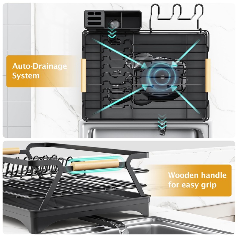 Epicano Dish Drying Rack for Kitchen Counter,Space-Saving Dish Rack,Rustproof Dish