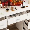 Yamissi Modern Dressing Table Set with Drawers and Stool LED
