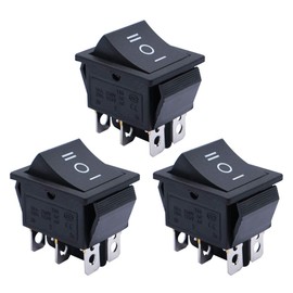 mxuteuk 3pcs Snap-in Boat Rocker Switch Toggle DPDT On/Off Power 6 Pin AC 250V 15A 125V 20A MXU2-203
