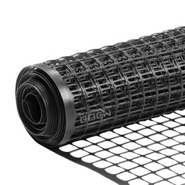 BOEN Garden Fence Temporary Barrier Outdoor Fence for Dog, Rabbit or Deer, Garden Netting Plastic Mesh Plant Protection (4' x 50', Black)