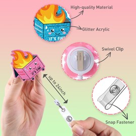Funny Badge Reels Retractable, 3 Pcs Its Fine Dumpster ID Badge Holder with Swivel Clip, Fun Gifts for Nurses Nursing Students Office Staff Coworkers