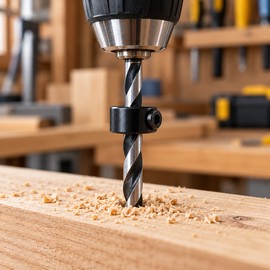 Drill Bit Depth Stop Collars for Woodworking – 8-Piece Adjustable Ring Set for Consistent Hole Depth in DIY Projects