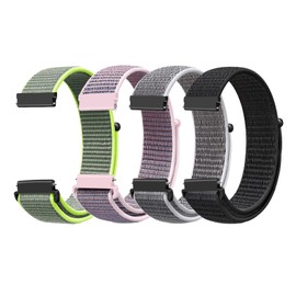 FTYQUEE 4 Pack Nylon Watch Strap Compatible with 16mm 18mm 19mm 20mm 22mm Watch Strap Quick Release Replacement Wristband, Adjustable Stretchy Straps Fabric Bands for Men Women