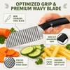FATUXZ Stainless Steel Crinkle Cutter, Wavy Potato Slicer Wave Chopper