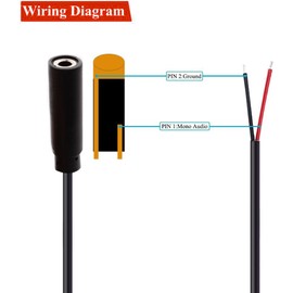 VISSQH 10 pieces 3.5 mm socket to bare wire with open end, TS 2-pin mono 1/8 inch for soldering, 3.5 mm jack plug, audio cable replacement for repairing audio, headphones cables (30 cm)
