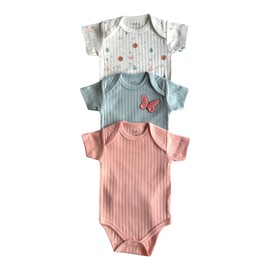 HAFY BABY Bodysuit Short Sleeve One-piece Suit Newborn Jumpsuit Infant Vest for Baby Boys and Girls 18-24 Months, Pack of 3, Color 2