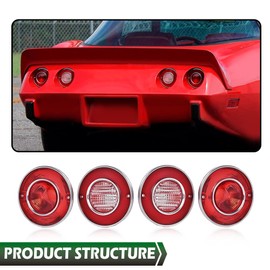 GRAND ORANGE Tail Lights Assembly Rear Lights with Backup Lights Compatible with Chevy Corvette 1975 1976 1977 1978 1979 Tail Brake Lamps 4PCS 924028