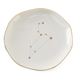 HOME SMILE Zodiac Jewelry Dish,Astrology Gifts for Women Leo,Boho Constellation Ring Trinket Tray,Ceramic White,4"