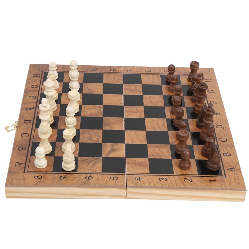 3 in 1 MultiFunctional Folding Wooden Chess Checkers Board Game