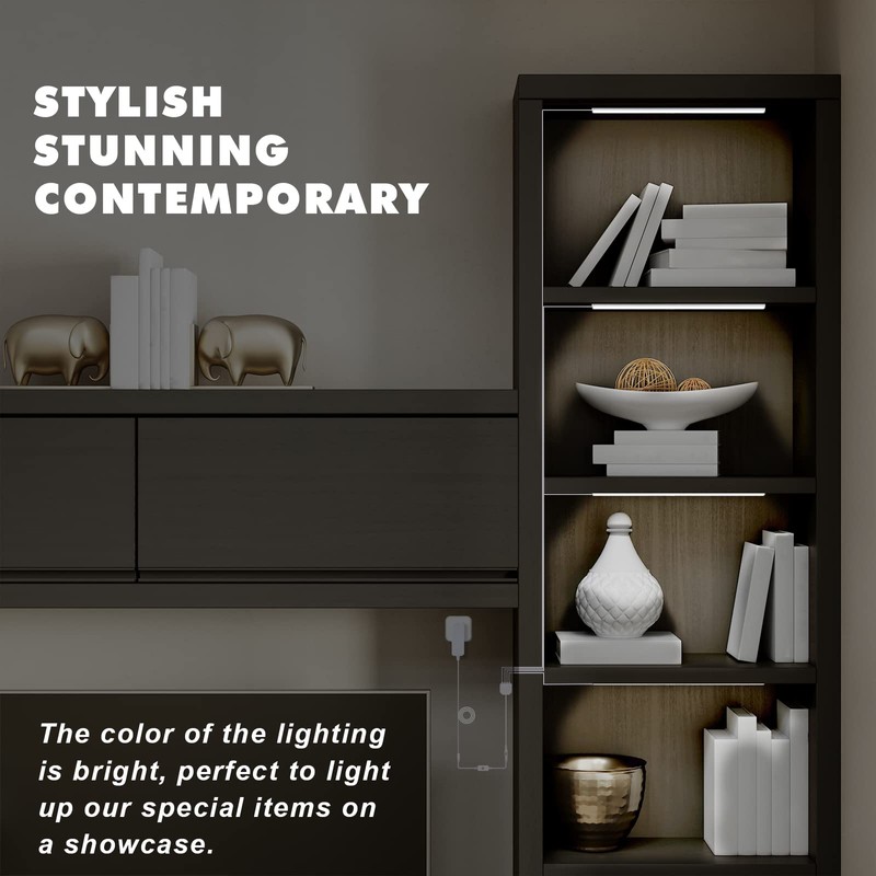 JUSJUBR Display Cabinet Lights, LED Shelf Lighting with Memory Function,