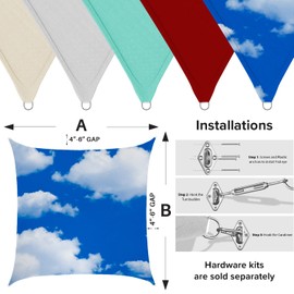 INFRANGE Waterproof Sky Blue 5' x 7' Rectangle Sun Shade Sail Canopy Awning Shelter Fabric Screen, 95% UV Blockage UV & Water Resistant, for Outdoor Patio Garden Carport - Customized