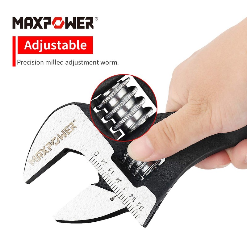 MAXPOWER 3-pieces Spud Wrench, 10-inch 12-inch 16-inch Adjustable Wrench Set