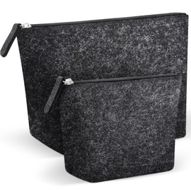 Xuniea Pack of 2 Felt Cosmetic Bag Travel Blanks for Plotting Bag Women's Makeup Bag Cosmetic Bag Pencil Case Multifunctional Felt Bag for Christmas Mother's Day Valentine's Day, darkgray, Dark grey