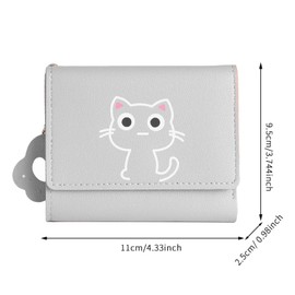 Eterspr Women's Purses, Women's Cartoon Cat Purse, Portable Purse with Key Ring, Coin Bag for Travel, Gifts for Girlfriends (Light Grey), lightgrey, Contemporary
