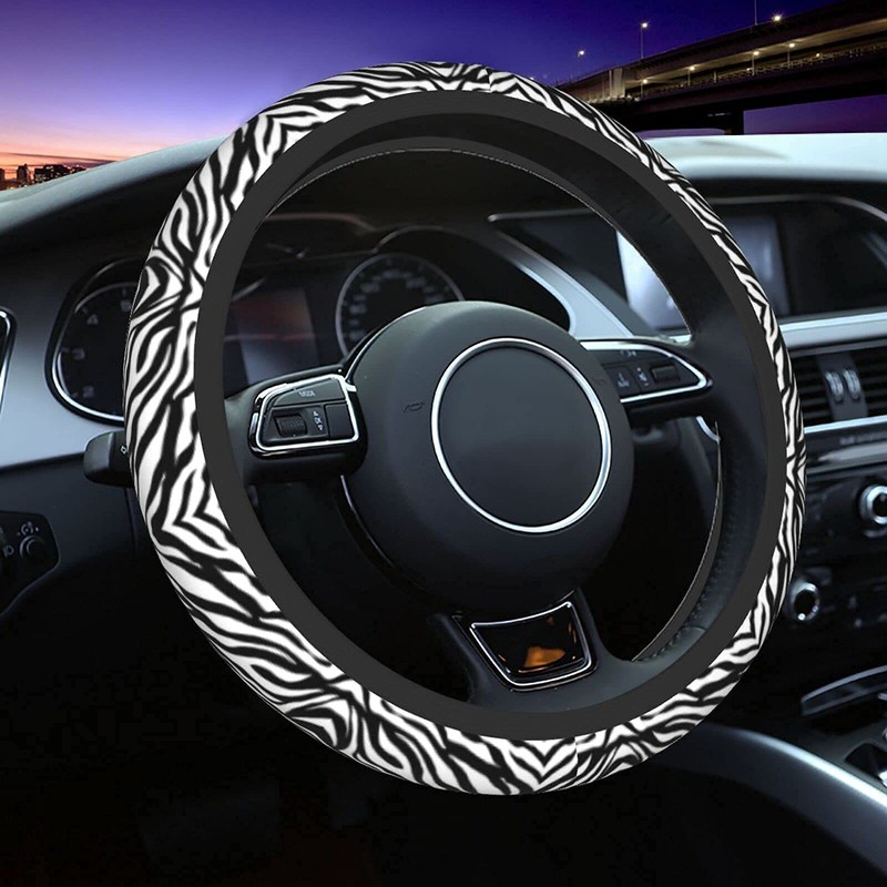 Zebra Steering Wheel Covers Non Slip Neoprene Stripe Pattern Steering