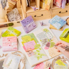 MaehSab 600 Sheets Vintage Scrapbook Paper, MaehSab DIY Journaling Supplies Decorative Craft Aesthetic Stationery Scrapbooking Paper for DIY Bullet Journal Junk Supplies (8X8CM)