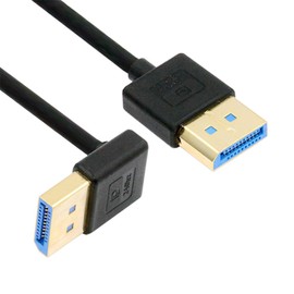 NFHK Ultrafine Down Angled DisplayPort 1.4 DP to DP Cable 8K 60hz Cable Ultra-HD UHD 4K 144hz 90 Degree for Desktop Laptop Monitor 100cm