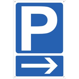 Pubblimania Aluminum Composite Arrow Parking Sign 3mm Outdoor or Indoor (Parking Right 20x30)