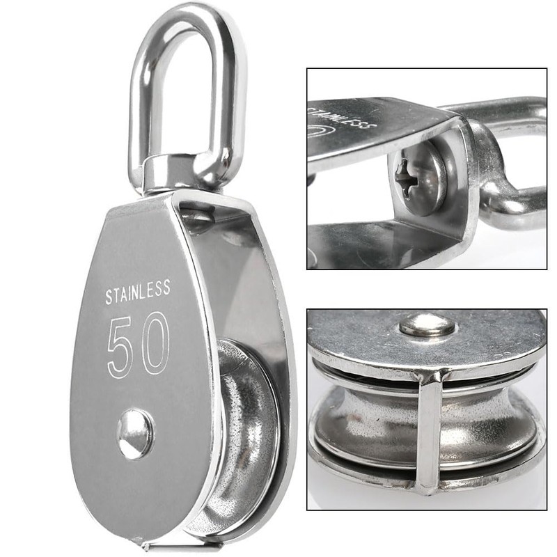 2PCS Heavy Duty Single Pulley M50 Pulley System Stainless Steel