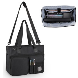 JABNOW Women's Large Teacher Bag, Work Bag with Many Compartments and Laptop Compartment, Portable Large Capacity Handbag, Handbag for Nurses, Teachers, Doctors (Black), black