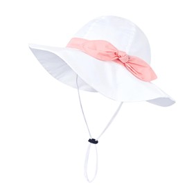 Jerague - Gorro de sol transpirable de algodón plegable de 50+ SPF protector, 202202/Blanco/Rosa, 6-12 Meses