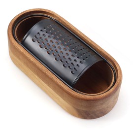 Box Cheese Grater With Container Stainless Steel Parmesan Cheese Grater With Wood Handle Shredder Zester Grater Box Kitchen Handheld Cheese Spoon Grater-Black Colour (Without Handle)