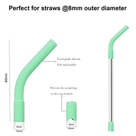 Tandoler 8.5" Stainless Steel Straw For Smoothies and Shakes，Metal Reusable Straws, Reusable Straws, With 1 Psc 9.45" Cleaning Brush，1 Psc Silicone Tip, Hydra Peak (Light Green)
