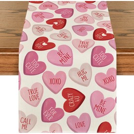 White Love Valentine's Day Table Runner 13x72 inch Home Kitchen Dining Table Party Decoration -B 13x72 inch