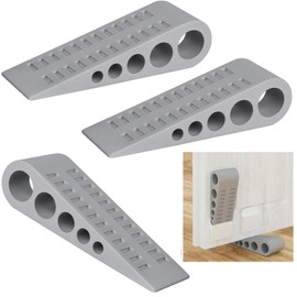Mtxorvix Rubber Door Stoppers, 3pcs Door Stopper, Wedges for Bottom of Door, Heavy Duty Rubber Door Stops, No-Slip Stackable Door Stop Wedge Doorstop Work Well on All Surfaces Wedge (Grey)
