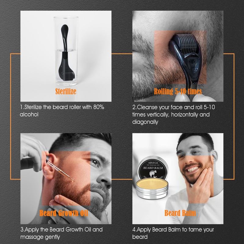 Arlega 5 In 1 Beard Growth Kit, Beard Oil, Beard