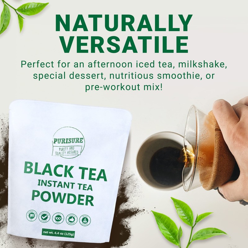 Purisure Instant Black Tea Powder, 125g, 100% Pure Unsweetened Black