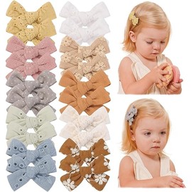 jollybows 20pcs Mini Fully Lined Hair Clips and Bows for Girls, Infants, Toddlers, Kids, and Teens - 2" Tiny Barrettes for Fine Hair