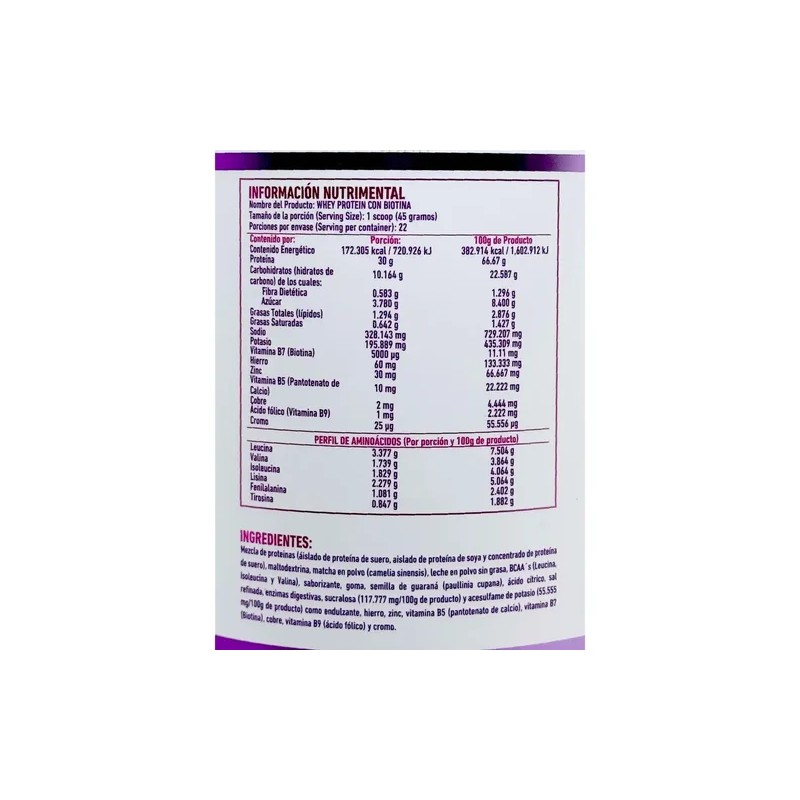 Whey Protein Biotina Matcha (proteína Bariatrica) 1 Kg Protg