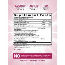 Nature's Truth Beet Root Capsules | 60 Count | Nitric Oxide for Men and Women | Vegan, Non-GMO & Gluten Free Supplement