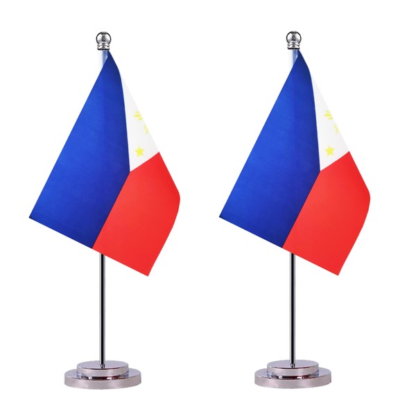 2 Pack Philippines Filipino Desk Flags, Small Mini Philippines Filipino