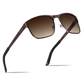 CARFIA UV Protection Mens Sunglasses Polarised Mirrored Glasses for Driving Hiking Baseball, Square Frame (Tea)